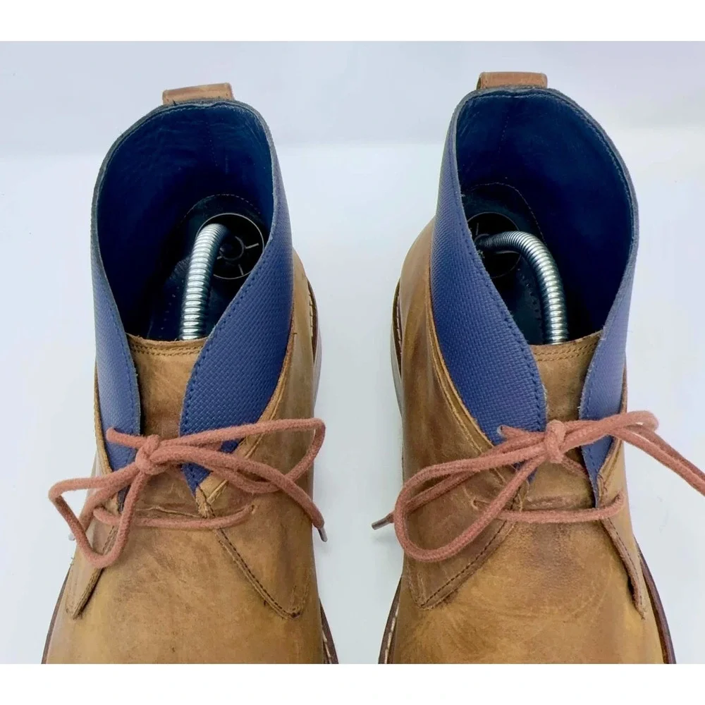 Cole Haan Colton Chukka Boots Mens 10.5M Brown Leather Blue Collar C11771 Office